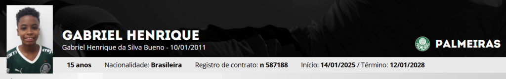 Contrato com o Palmeiras de Gabriel Bueno.