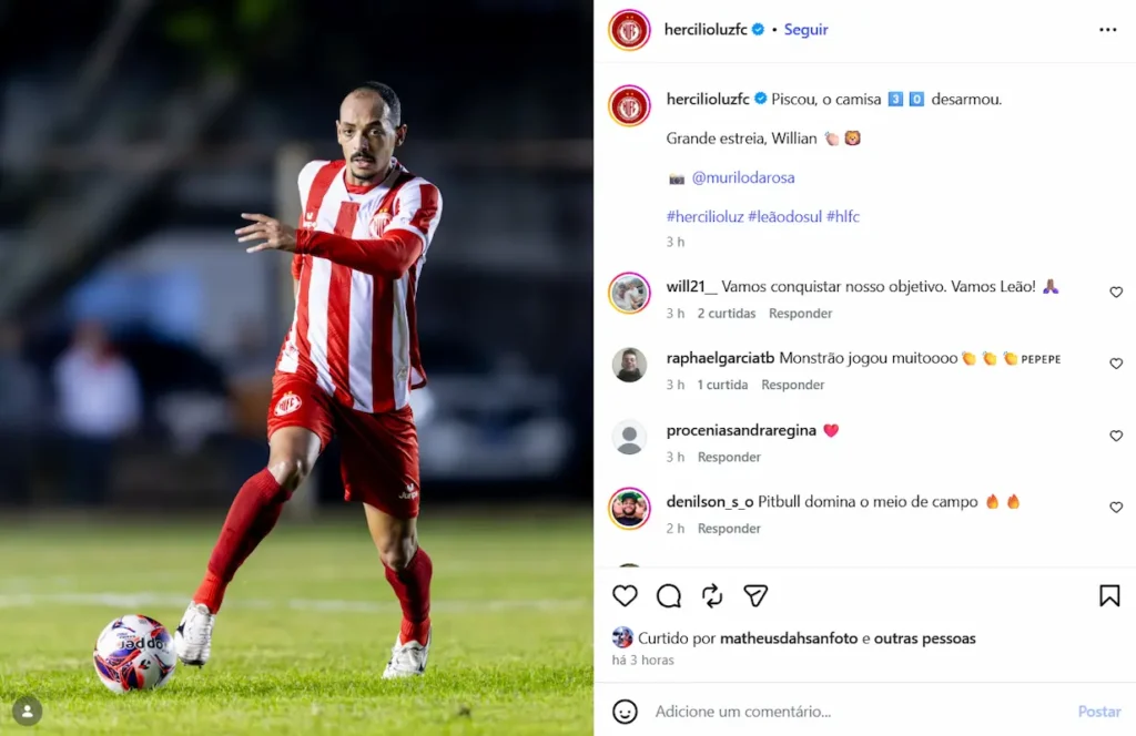 comentarios da torcida do Hercilio Luz do volante Willian Bigode