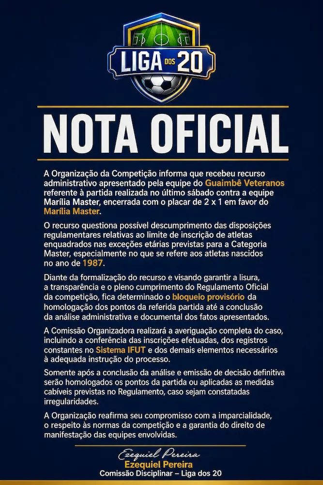 divulgação liga dos 20 punição 2