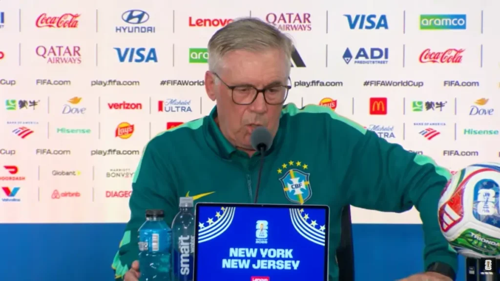 Carlo Ancelotti durante entrevista antes da estreia do Brasil na Copa do Mundo