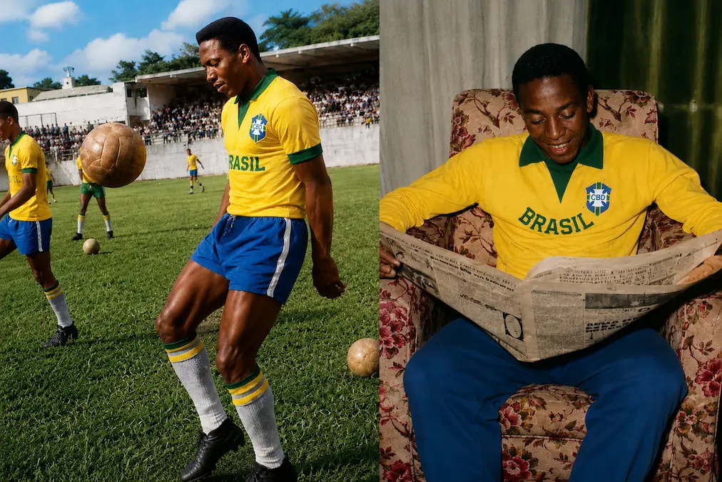 Jurandir em treinamento da Seleção Brasileira! Crédito: revista do Esporte número 167 – 19 de maio de 1962.