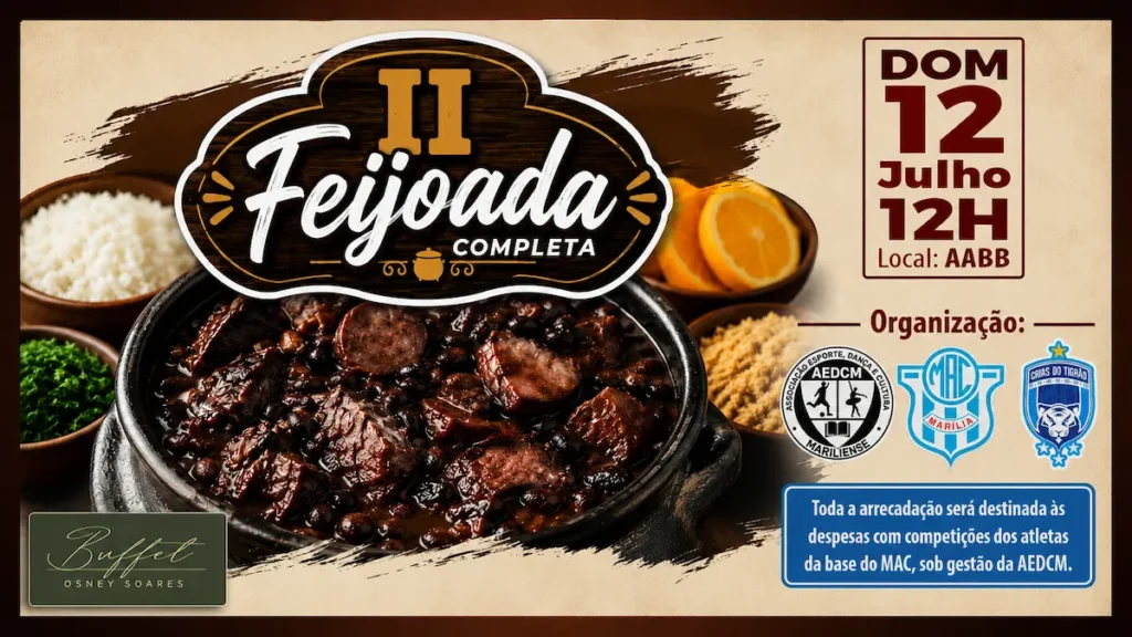 II Feijoada Completa da base do Marília acontece domingo, dia 12, com renda destinada às categorias do MAC nos estaduais.